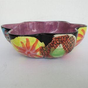 Hand-Painted Salsa Bowl, Floral Multicolor New